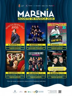 Marenia: grandi concerti gratuiti nelle piazze di Tirrenia e Marina: sul palco Serena Brancale, Alex Britti, Gaia e Bambole di Pezza.