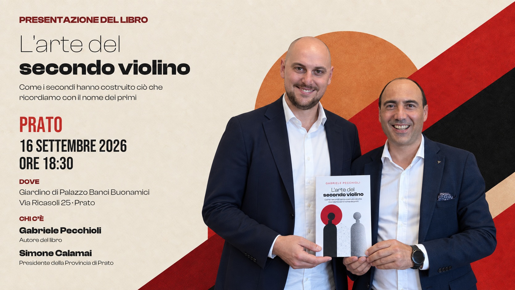 L’Arte del secondo violino’ approda in Provincia: il libro presentato nel giardino di Palazzo Buonamici