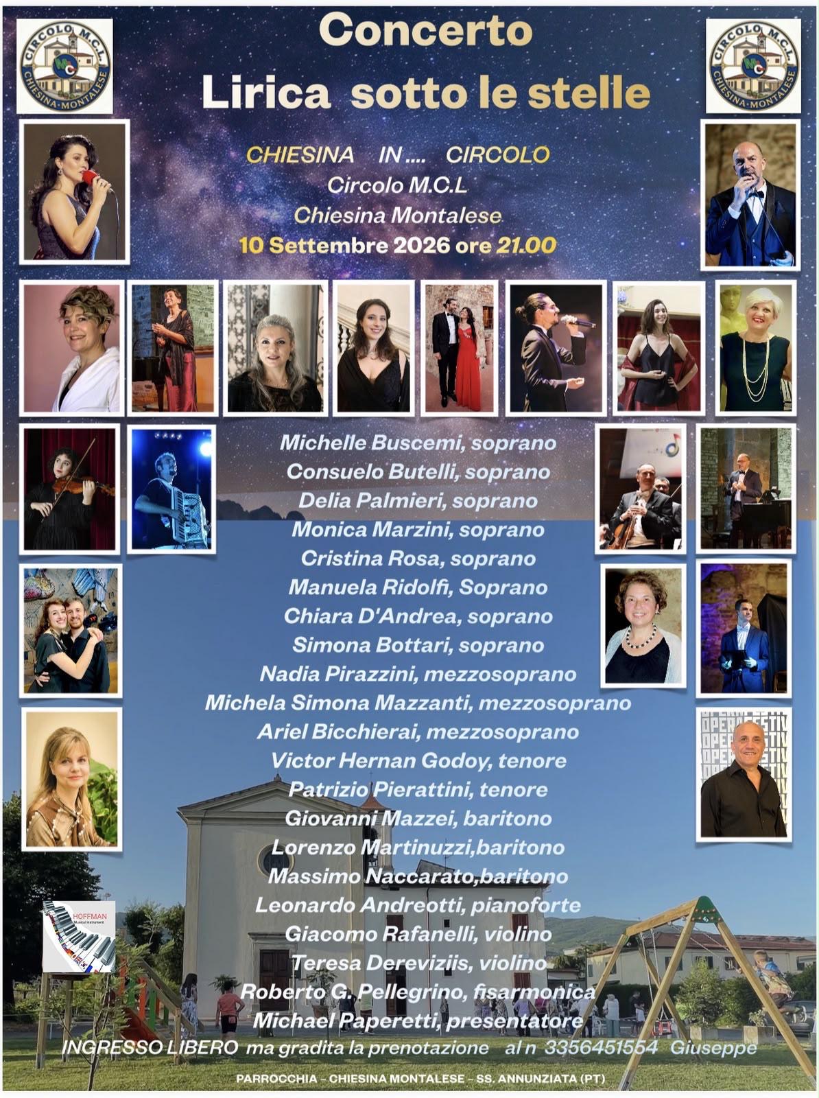 Chiesina Montalese, grande successo per โLirica sotto le stelleโ: chiesa gremita e pubblico anche sul sagrato